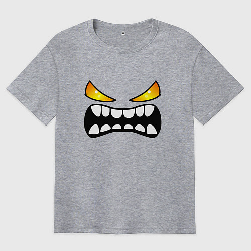 Мужская футболка оверсайз Geometry Dash: Demon Face / Меланж – фото 1