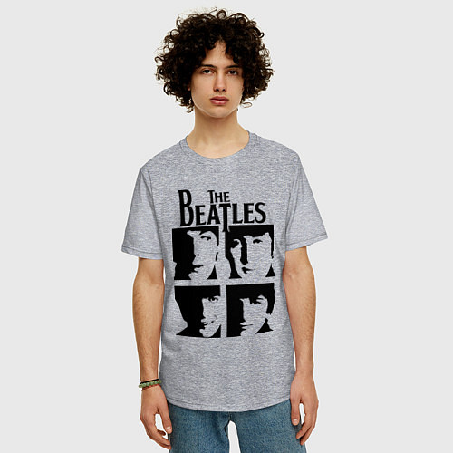Мужская футболка оверсайз The Beatles - legendary group! / Меланж – фото 3