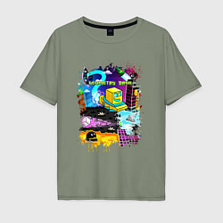 Мужская футболка оверсайз Geometry Dash: Pixel Logo