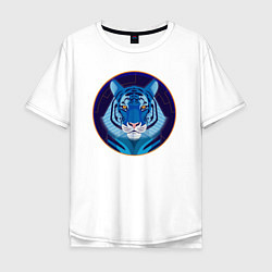 Мужская футболка оверсайз Голубой водяной тигр символ 2022 года