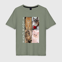 Мужская футболка оверсайз I LOVE CATS Я ЛЮБЛЮ КОШЕК