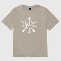 Мужская футболка оверсайз Snowflake Let it snow
