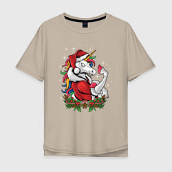 Мужская футболка оверсайз Unicorn Santa
