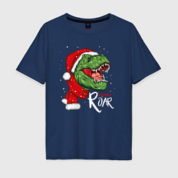 Футболка оверсайз мужская T-rex Merry Roar, цвет: тёмно-синий