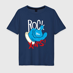 Мужская футболка оверсайз Blue mittens Rock this xmas