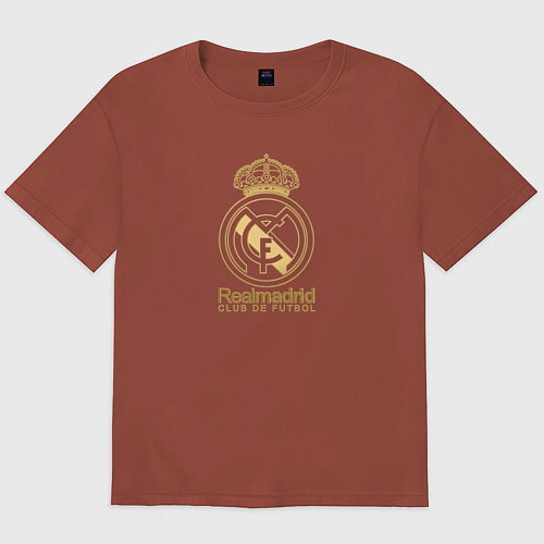 Мужская футболка оверсайз Real Madrid gold logo / Кирпичный – фото 1