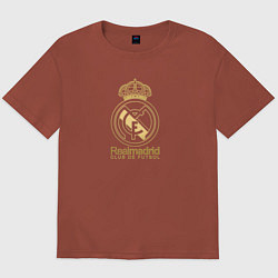 Футболка оверсайз мужская Real Madrid gold logo, цвет: кирпичный