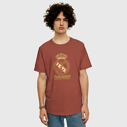 Футболка оверсайз мужская Real Madrid gold logo, цвет: кирпичный — фото 2