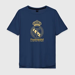 Футболка оверсайз мужская Real Madrid gold logo, цвет: тёмно-синий
