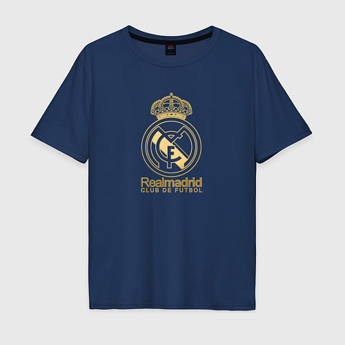 Мужская футболка оверсайз Real Madrid gold logo / Тёмно-синий – фото 1