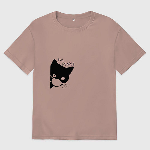 Мужская футболка оверсайз Кот в маске / Пыльно-розовый – фото 1