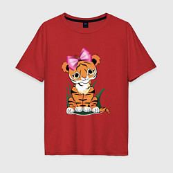 Мужская футболка оверсайз Тигр девочка