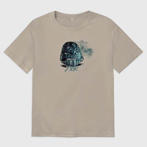 Мужская футболка оверсайз Jiok демон / Миндальный – фото 1