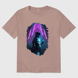 Футболка оверсайз мужская ДЖИНКС, ЛИГА ЛЕГЕНД ARCANE JINX, цвет: пыльно-розовый