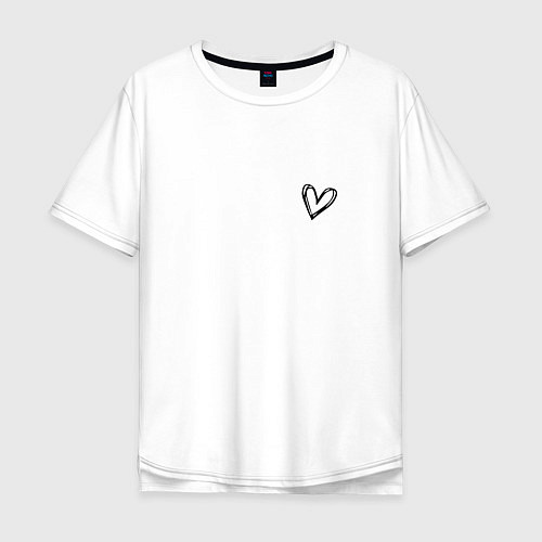 Мужская футболка оверсайз Сердечко крохотное / Белый – фото 1