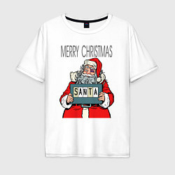 Мужская футболка оверсайз Merry Christmas: Санта с синяком