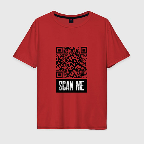 Мужская футболка оверсайз QR Scan / Красный – фото 1