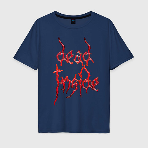 Мужская футболка оверсайз Dead Inside red / Тёмно-синий – фото 1