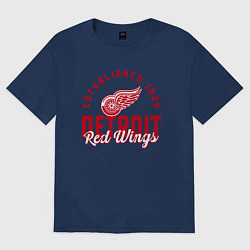 Футболка оверсайз мужская Detroit Red Wings Детройт Ред Вингз, цвет: тёмно-синий