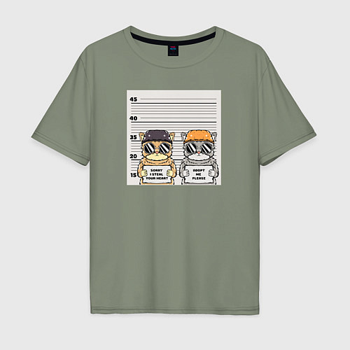 Мужская футболка оверсайз Забавные коты / Авокадо – фото 1