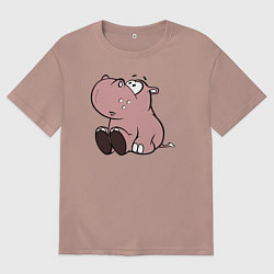 Мужская футболка оверсайз Бегемотик детский коричневый