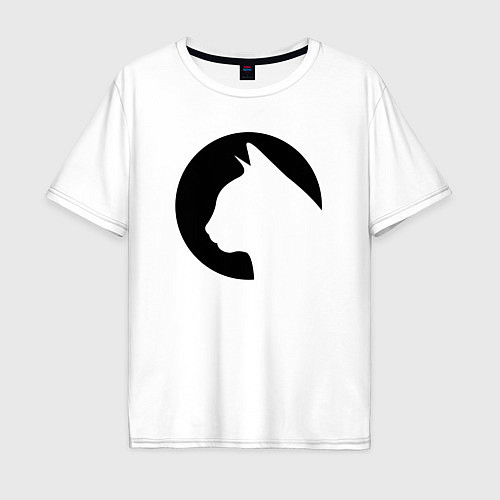 Мужская футболка оверсайз Сиулэт кошки светлый / Белый – фото 1