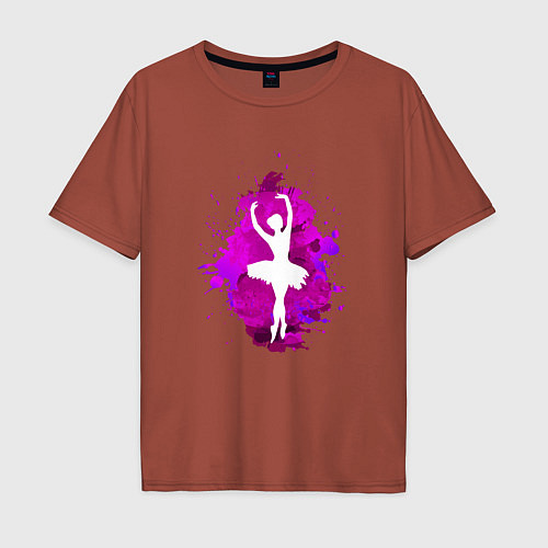 Мужская футболка оверсайз Балерина, силуэт в красках / Кирпичный – фото 1