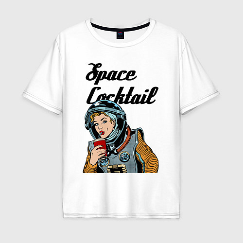 Мужская футболка оверсайз Космический коктейль / Белый – фото 1