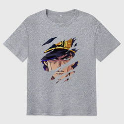 Футболка оверсайз мужская JOJOS BIZARRE ADVENTURE, ГЛАВНЫЙ ГЕРОЙ, цвет: меланж