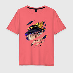 Футболка оверсайз мужская JOJOS BIZARRE ADVENTURE, ГЛАВНЫЙ ГЕРОЙ, цвет: коралловый