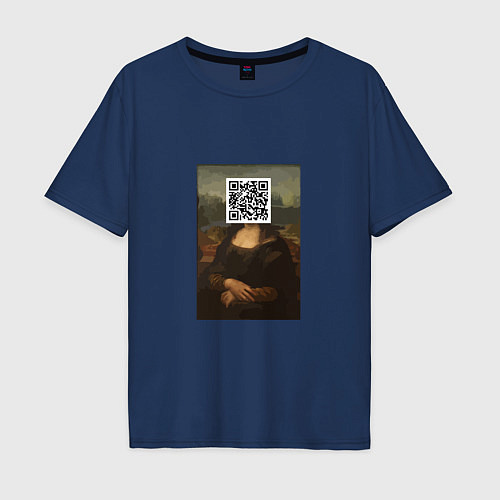 Мужская футболка оверсайз QR Mona Lisa / Тёмно-синий – фото 1