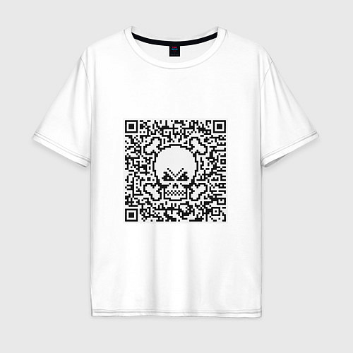 Мужская футболка оверсайз QR Skull / Белый – фото 1