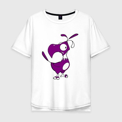 Мужская футболка оверсайз Попугай удивленный фиолЭтовый / Белый – фото 1