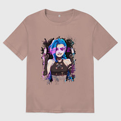 Футболка оверсайз мужская JINX SHOOT ARCANE LOL, цвет: пыльно-розовый