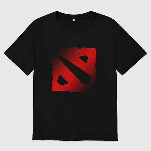 Мужская футболка оверсайз ЧЁРНО КРАСНОЕ ЛОГО ДОТА 2 DOTA 2 LOGO / Черный – фото 1