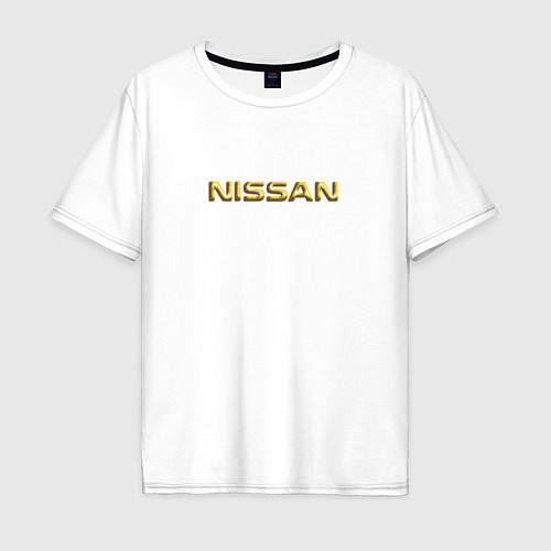 Мужская футболка оверсайз Авто NISSAN золотой / Белый – фото 1
