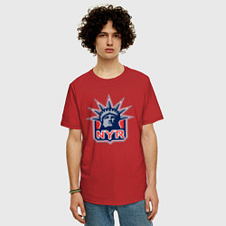 Футболка оверсайз мужская Нью Йорк Рейнджерс New York Rangers, цвет: красный — фото 2