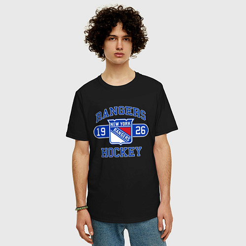 Мужская футболка оверсайз Нью Йорк Рейнджерс, New York Rangers / Черный – фото 3