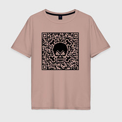 Футболка оверсайз мужская SKULL & BONES QR-code, цвет: пыльно-розовый