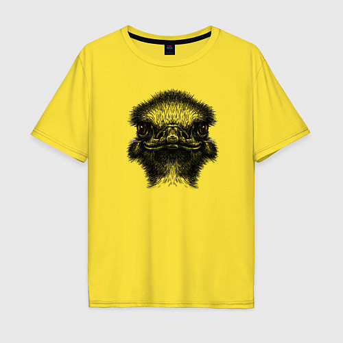 Мужская футболка оверсайз Страуса огненный взгляд / Желтый – фото 1