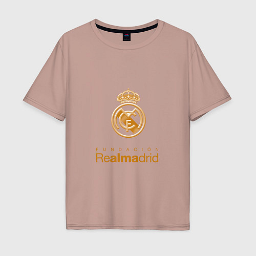 Мужская футболка оверсайз Real Madrid Logo / Пыльно-розовый – фото 1