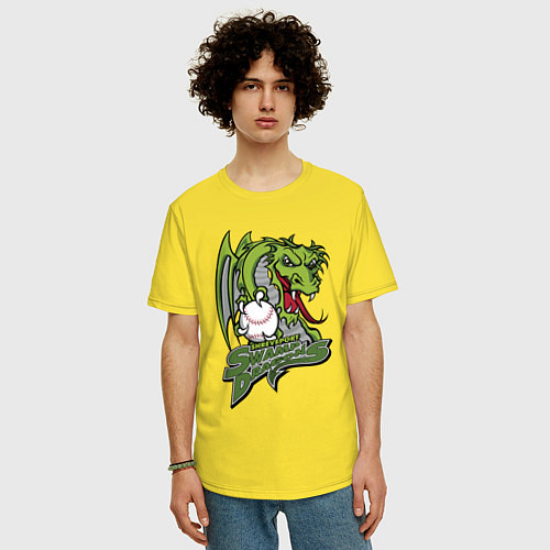 Мужская футболка оверсайз Shreveport swamp dragons - baseball team / Желтый – фото 3
