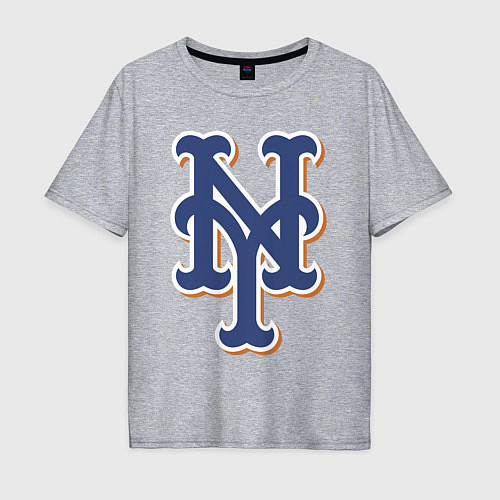 Мужская футболка оверсайз New York Mets - baseball team / Меланж – фото 1