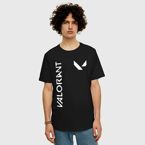Мужская футболка оверсайз Valorant - Logo / Черный – фото 3