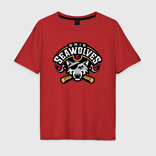 Мужская футболка оверсайз Sea Wolves - baseball team / Красный – фото 1