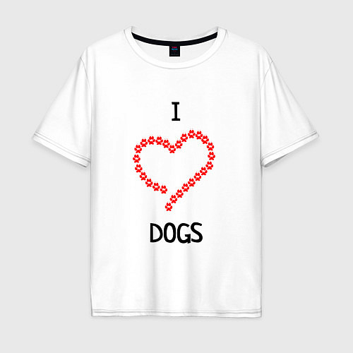 Мужская футболка оверсайз I Люблю Dogs / Белый – фото 1
