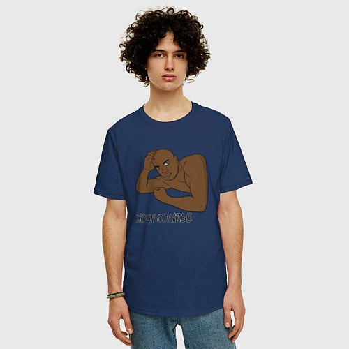 Мужская футболка оверсайз ХОЧУ ОЛИВЬЕ МЕМ / Тёмно-синий – фото 3