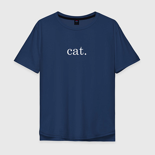 Мужская футболка оверсайз Кошечка cat / Тёмно-синий – фото 1