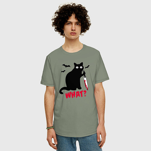 Мужская футболка оверсайз What? Кот маньяк / Авокадо – фото 3