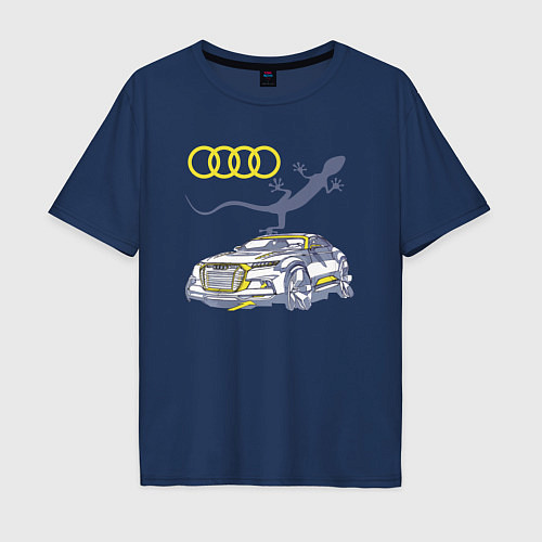 Мужская футболка оверсайз Audi Quattro - зачётное точило! / Тёмно-синий – фото 1